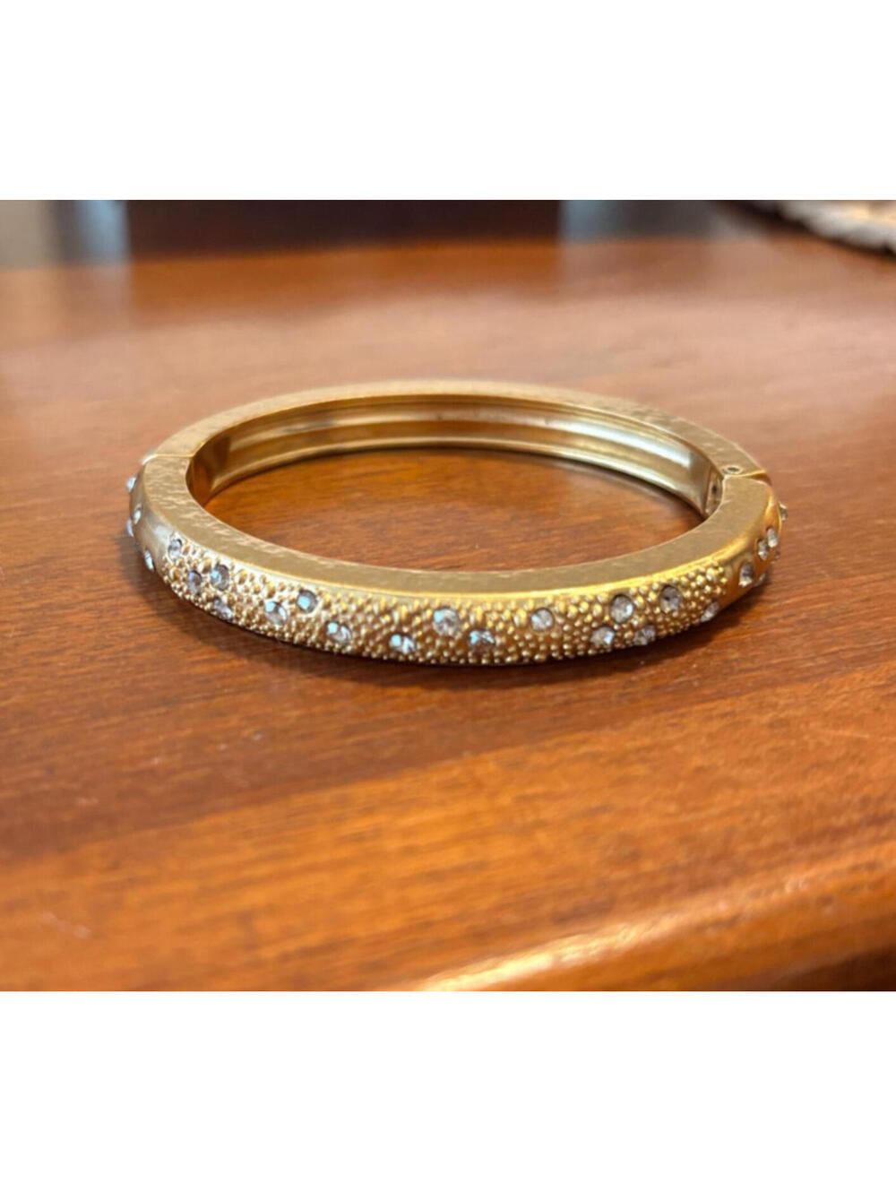 Brighton Rhinestone Gold Tone Bangle Bracelet Hinged Magnetic Closure 6.5 Tuscan